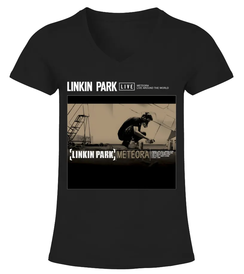 AM100  LINKIN PARK  METEORA  BK CAMISETA CUELLO PICO MUJER