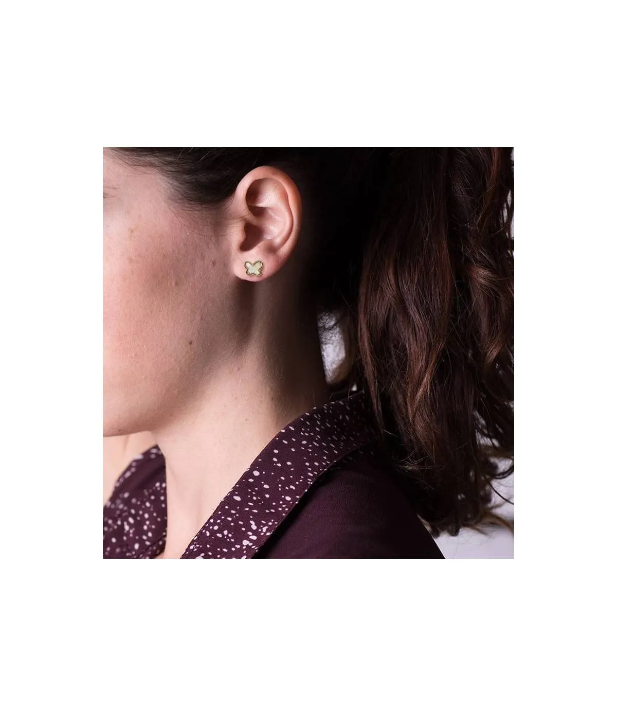 Boucles d'oreilles Papillon Nacre Or Jaune 18 Carats