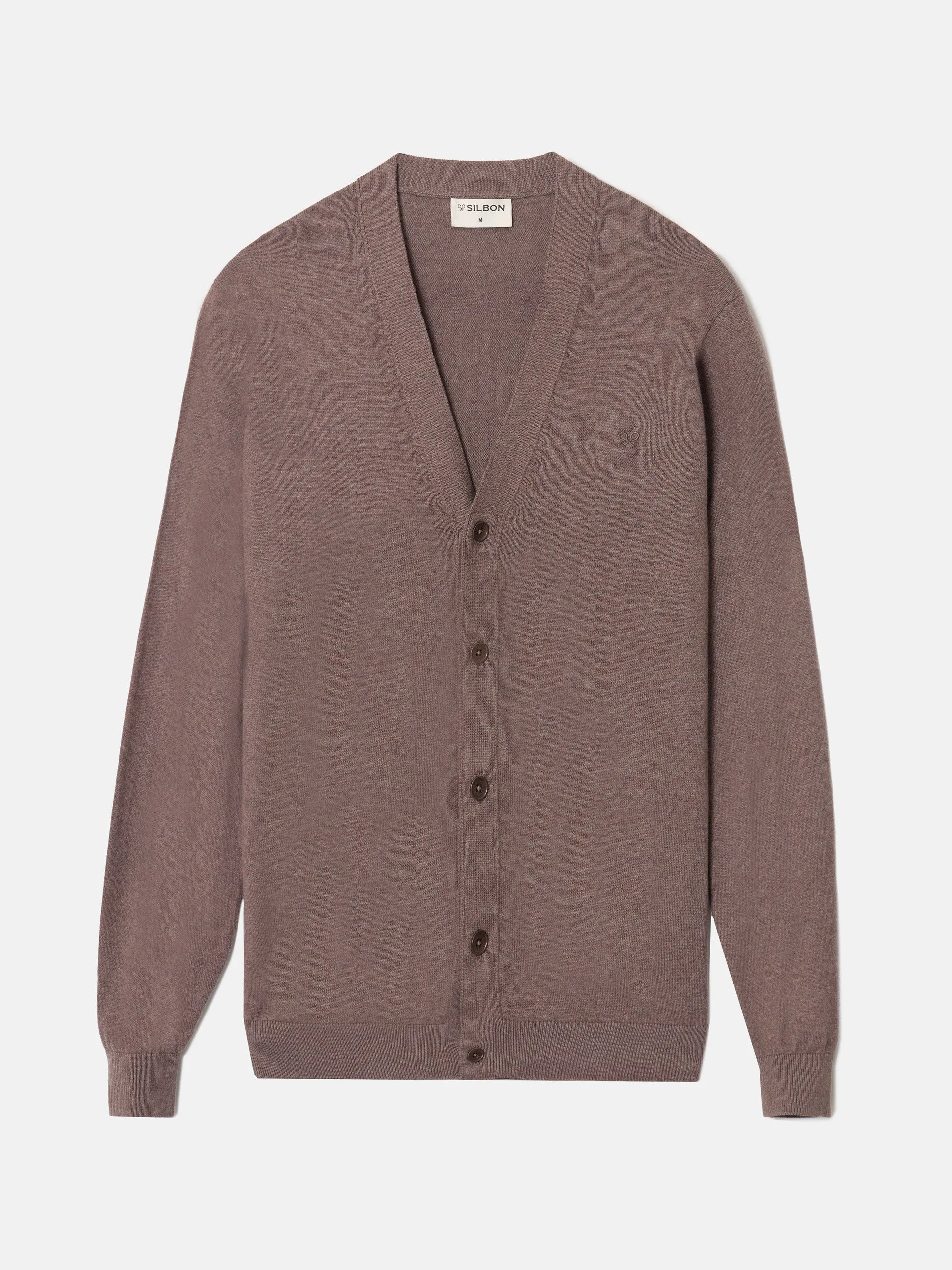 Cardigan clasico liso taupe