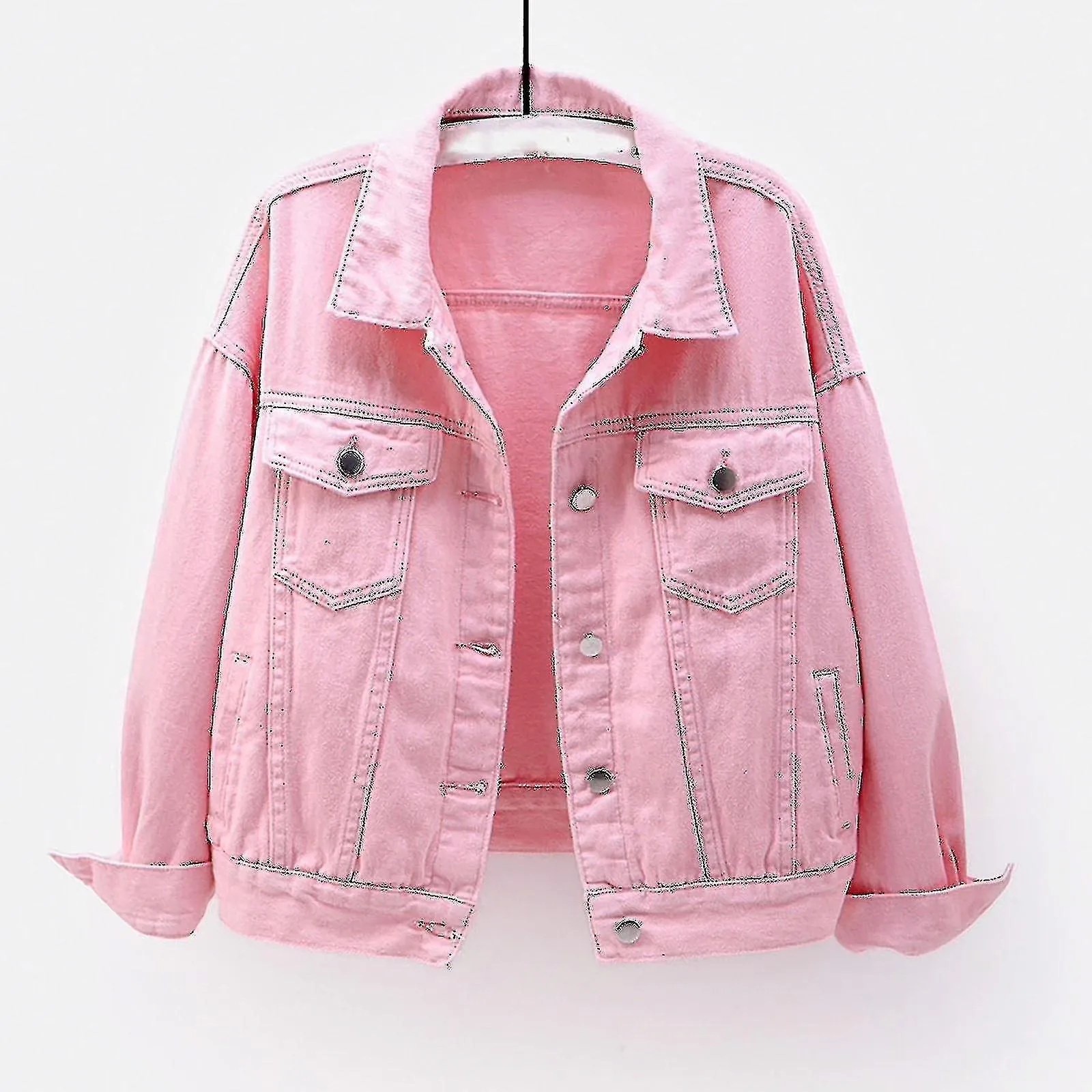 Mujeres Abrigos de Primavera y Otoño Cálido Sólido Manga Larga Chaqueta Vaquera Ropa Exterior