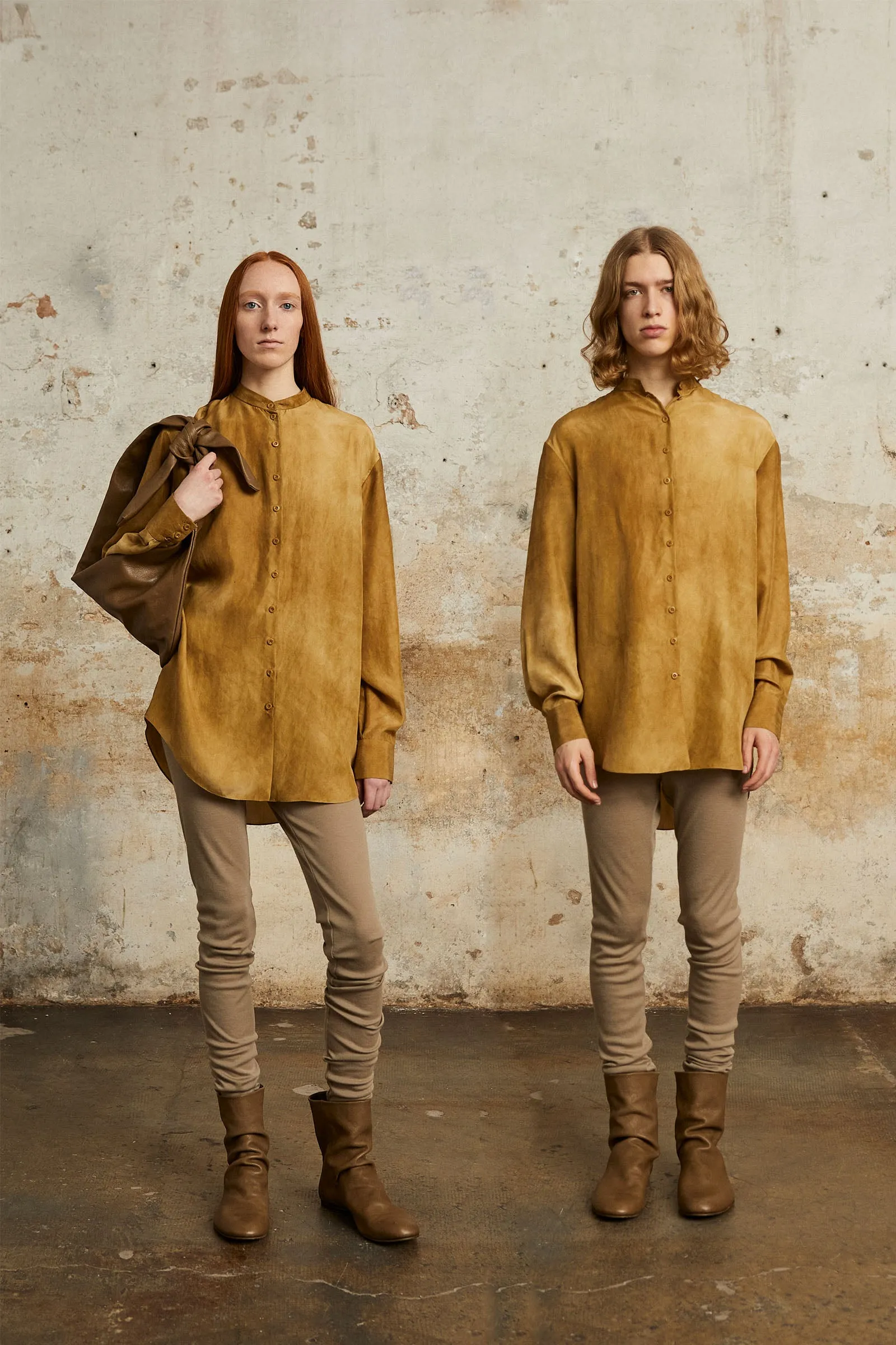 Park, bronze maltinto silk shirt 