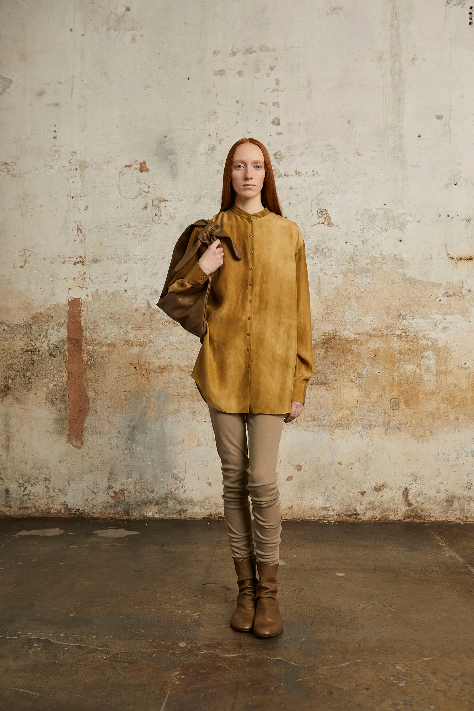 Park, bronze maltinto silk shirt 