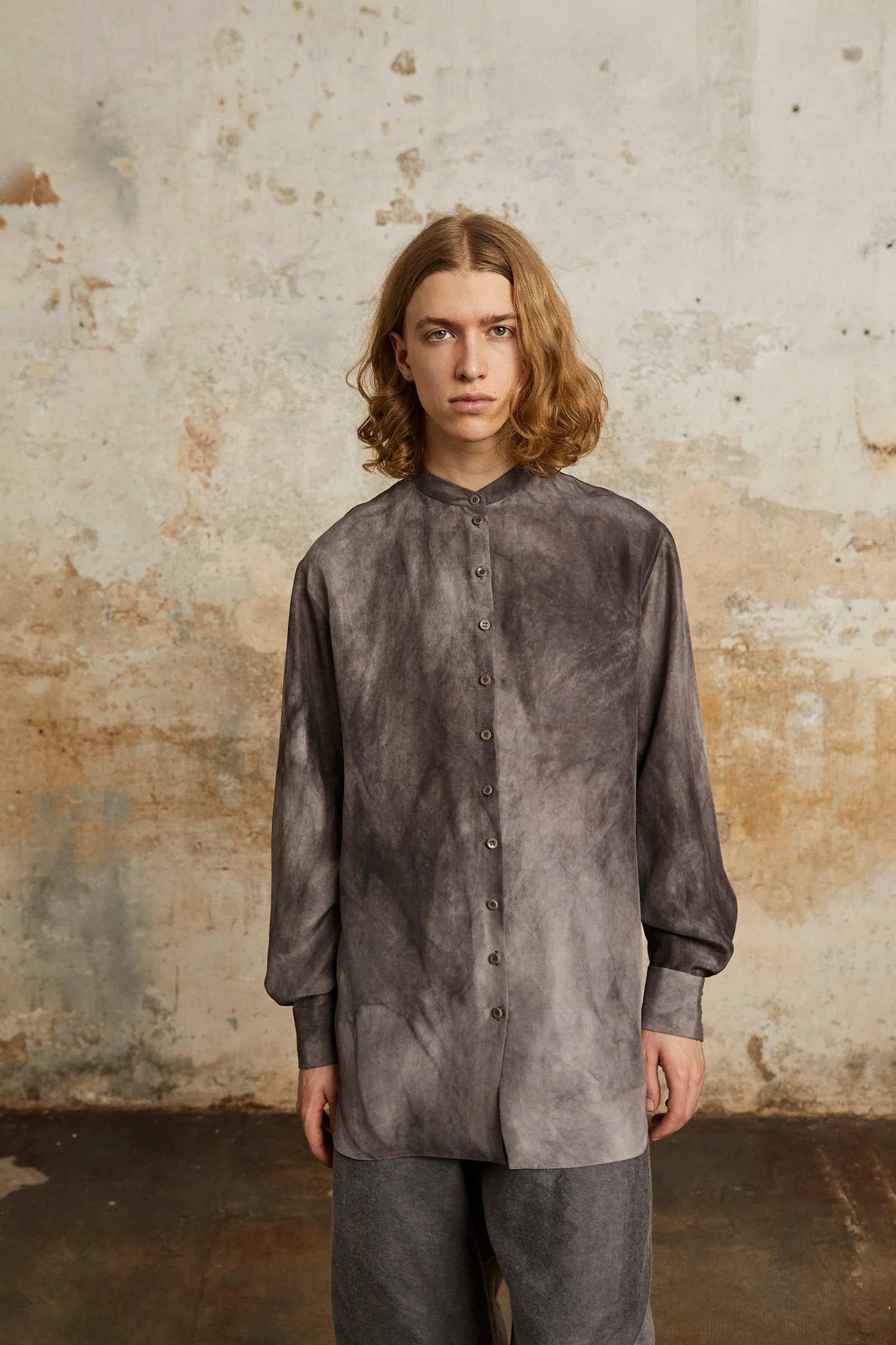 Park, lilac maltinto silk shirt