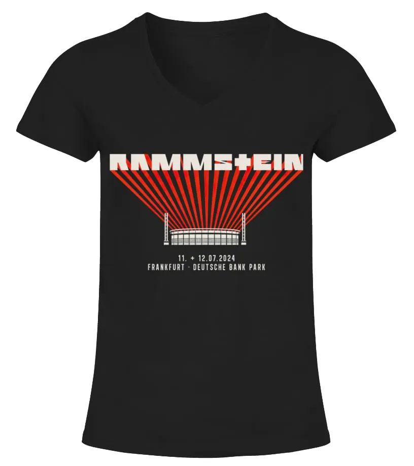 Rammstein 12 Jul 2024 Frankfurt Deutsche Bank Park Camiseta cuello pico Mujer