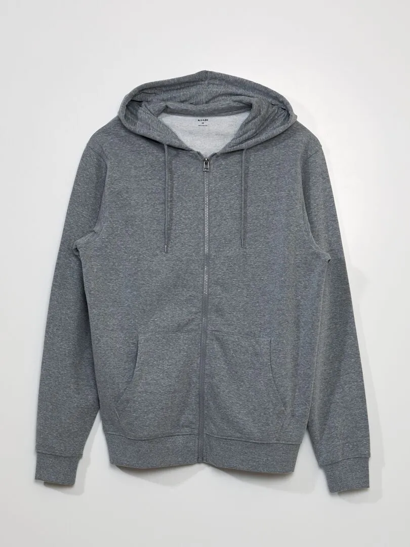 SUDADERA CON CAPUCHA Y CREMALLERA +1,90 M  GRIS